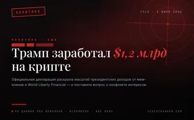 Трамп заработал $1,2 млрд на крипте, пока переписывал правила