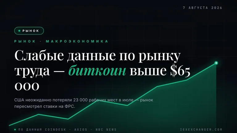 US Shed 23,000 Jobs in July — Bitcoin Jumps Above $65,000