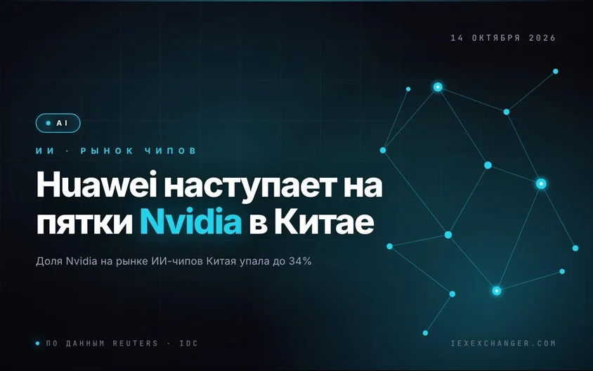 Huawei почти догнал Nvidia на рынке ИИ-чипов Китая