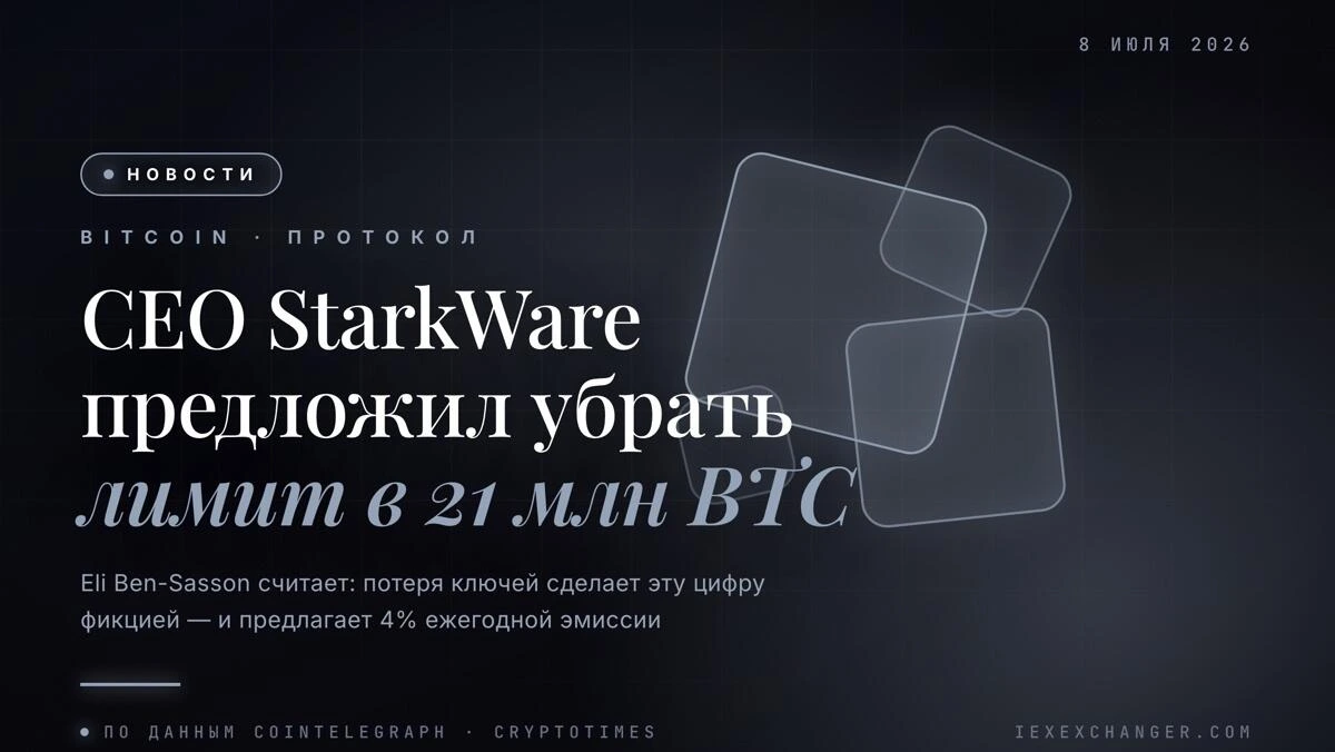 CEO StarkWare хочет убрать лимит 21 млн BTC и добавить 4% инфляцию