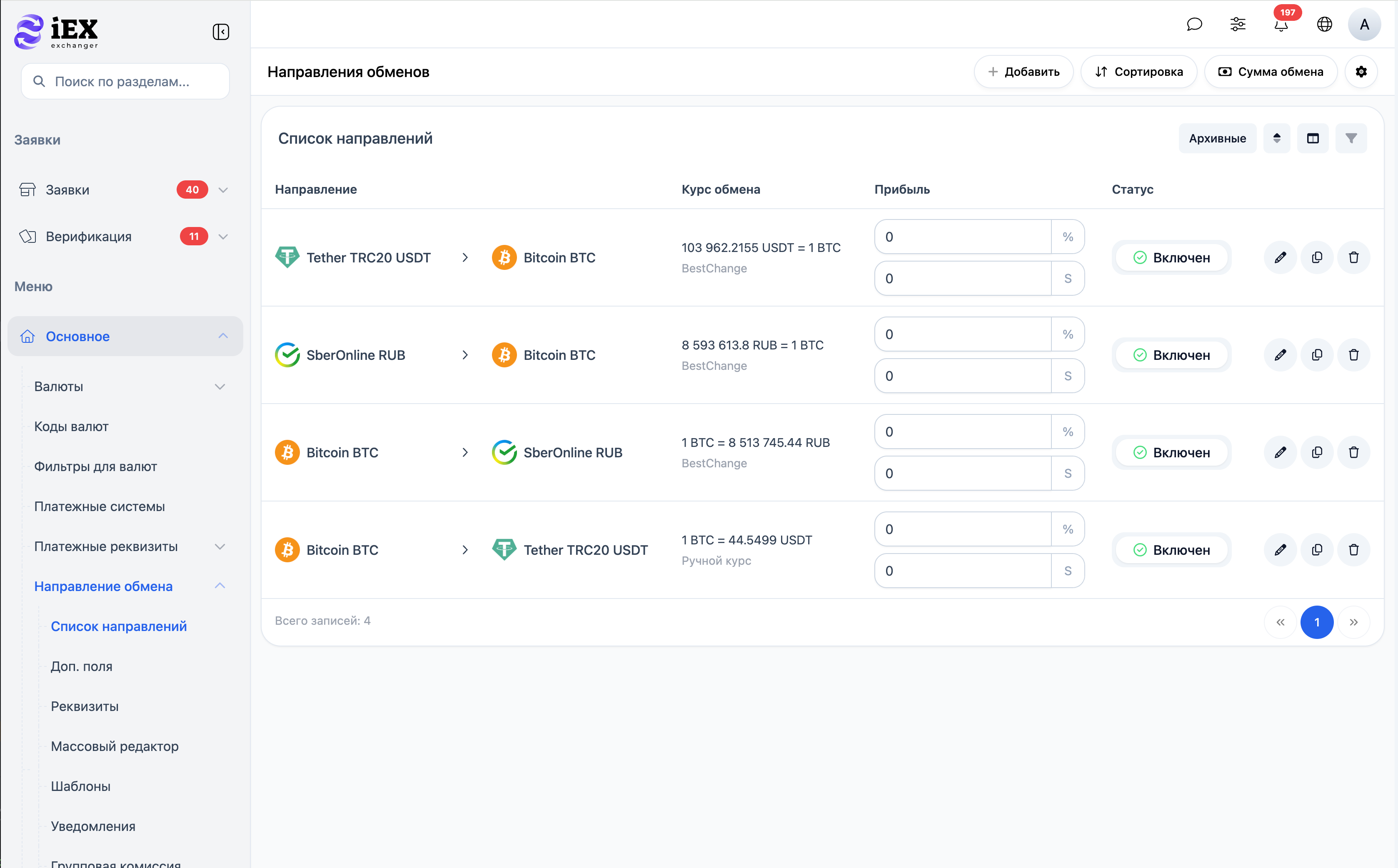 Demo admin panel